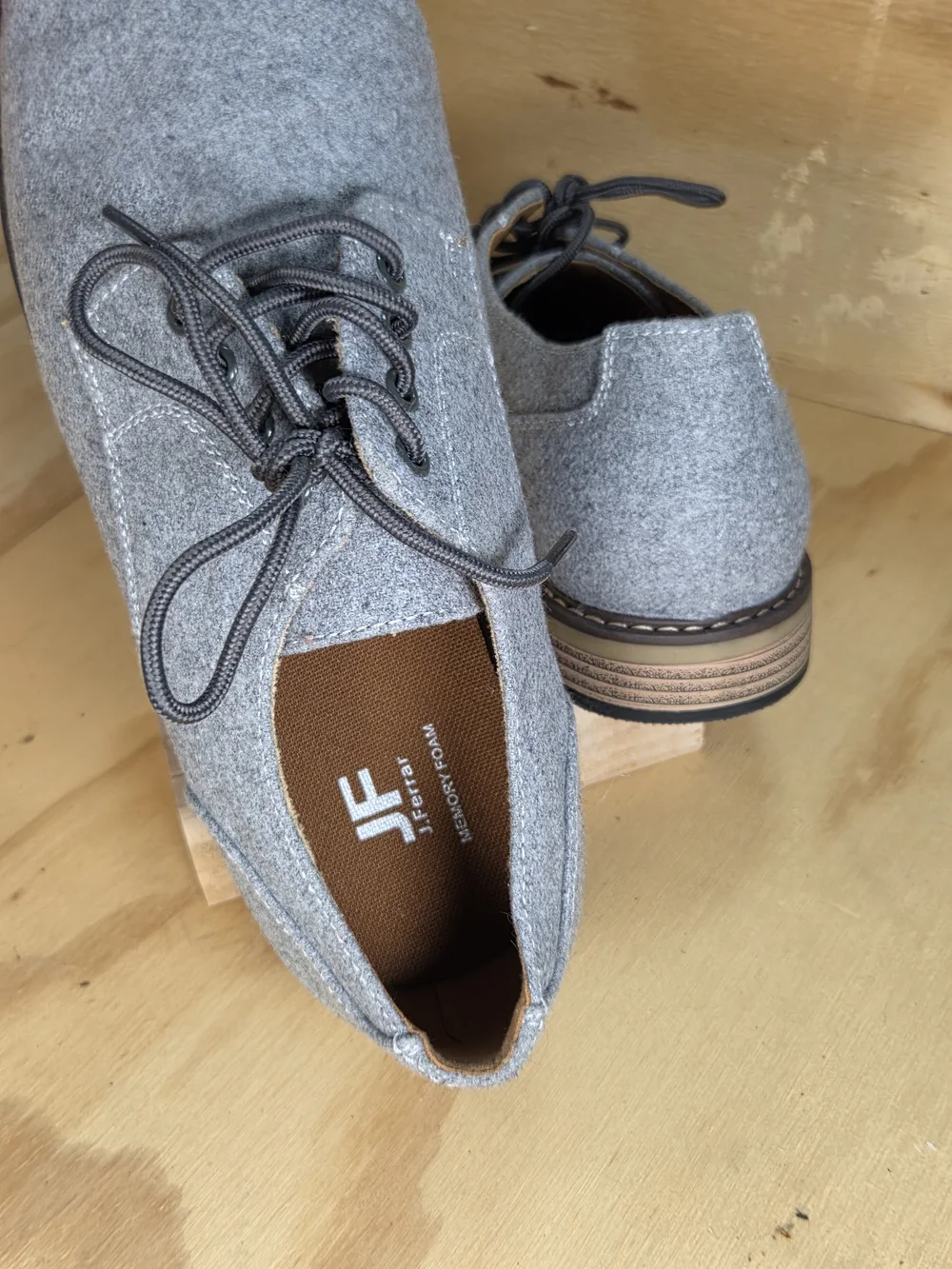 jf j.ferrar Gray Wool Derby Shoes - Classic Lace-Up